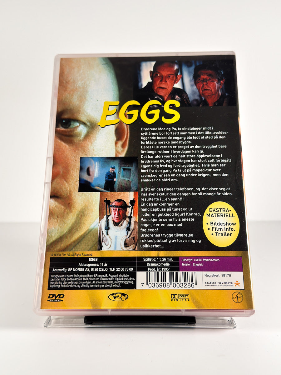 Bakside av cover til Eggs på DVD