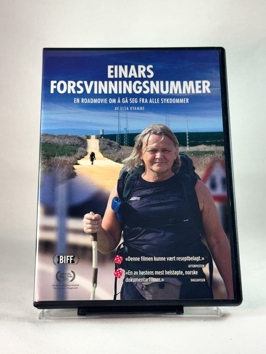 Forside av cover til Einars forsvinningsnummer, brukt DVD hos Brukbar Film