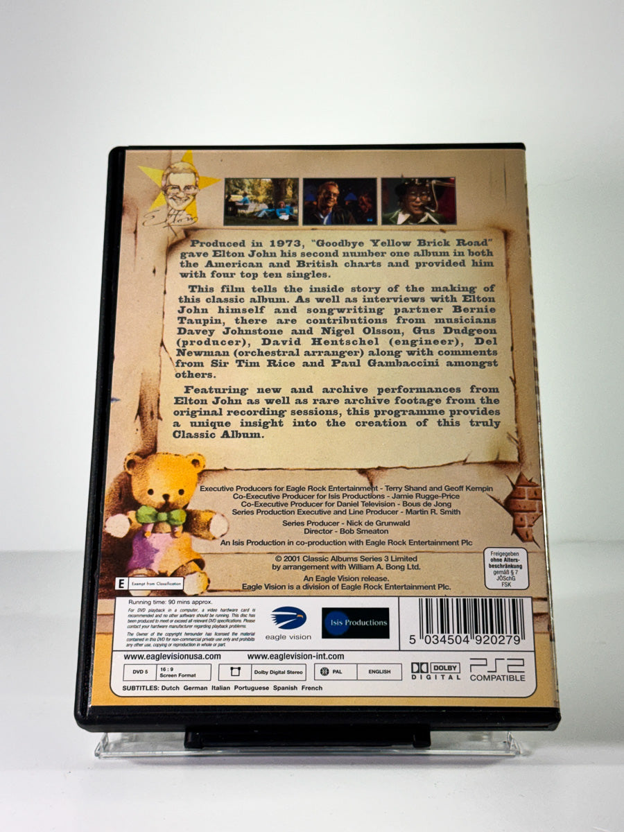 Bakside av cover til elton john goodbye yellow brick road, brukt DVD hos Brukbar Film
