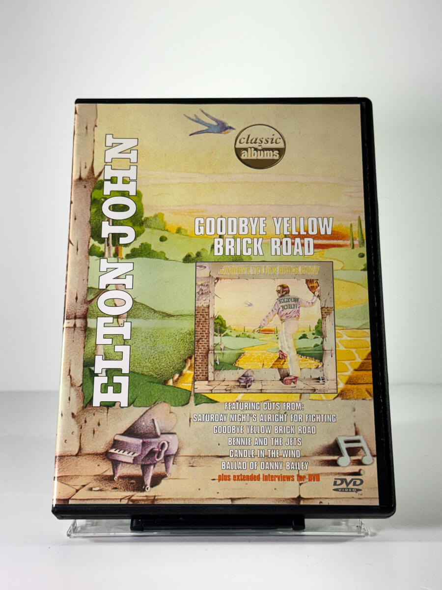 Forside av cover til elton john goodbye yellow brick road, bruktfilm hos nettbutikken Brukbar Film