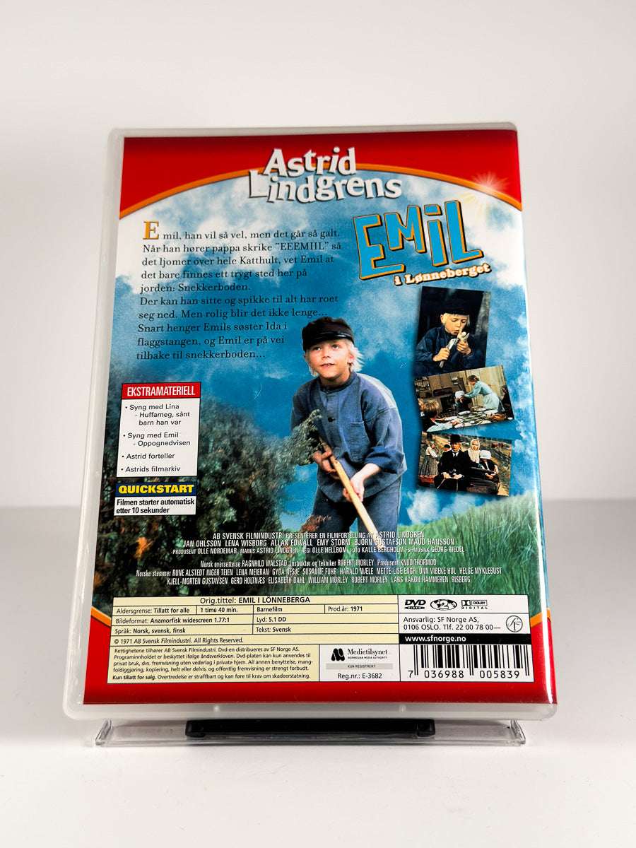 Bakside av cover til Emil i Lønneberget på DVD