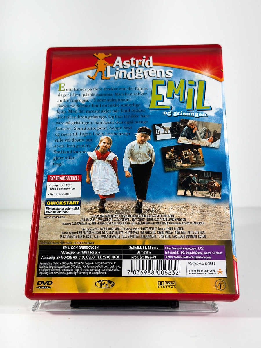 Bakside av cover til Emil og grisungen på DVD