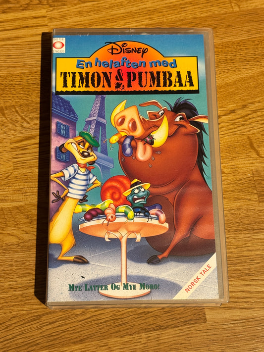 Forside av cover til En helaften med Timon & Pumbaa, norsk VHS-utgivelse