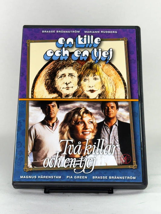 Forside av DVD-cover til En kille och en tjej / Två killar och en tjej – svensk komedieklassiker med Brasse Brännström, brukt film hos Brukbar Film