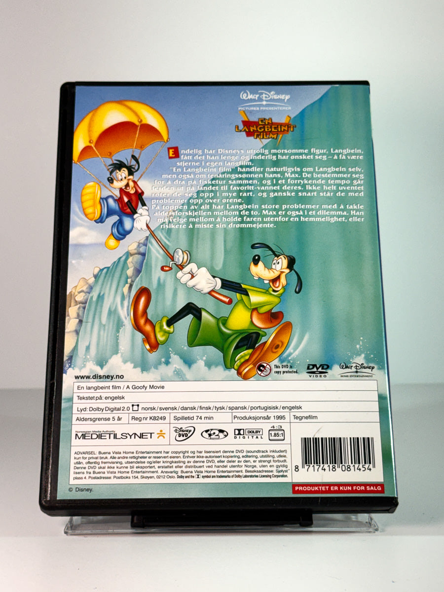 Bakside av cover til En langbeint film, brukt original DVD hos Brukbar Film