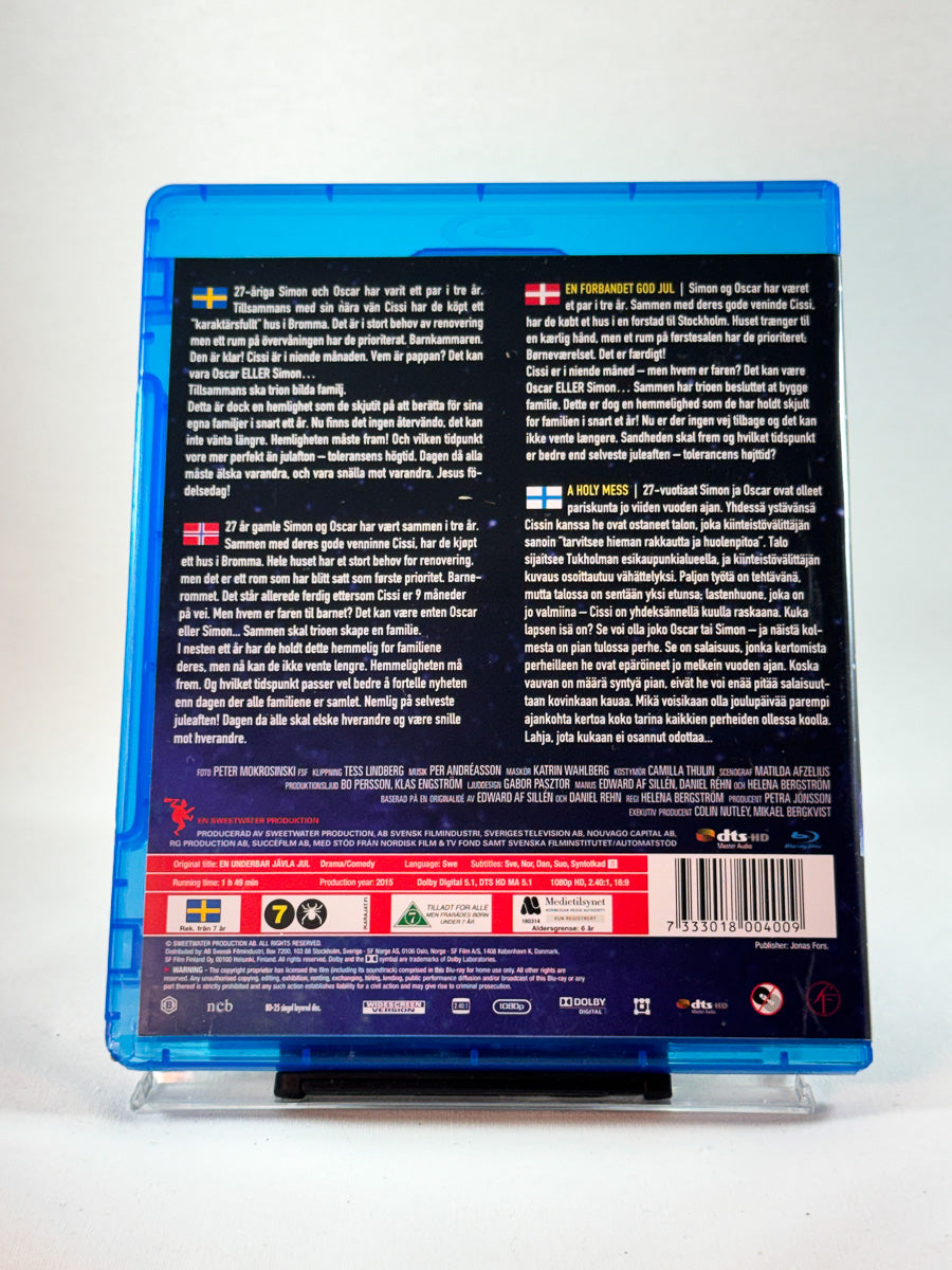 Bakside av cover til En underbar jävla jul, bruktfilm hos nettbutikken Brukbar Film