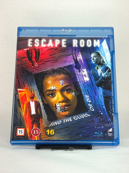 Forside av Escape Room Blu-ray-cover – brukt thriller hvor gåtene kan bety liv eller død, hos Brukbar Film