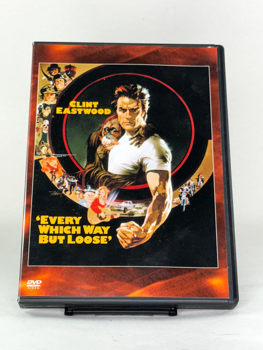Brukt DVD Every Which Way But Loose – forside av actionkomedie med Clint Eastwood, original DVD hos Brukbar Film