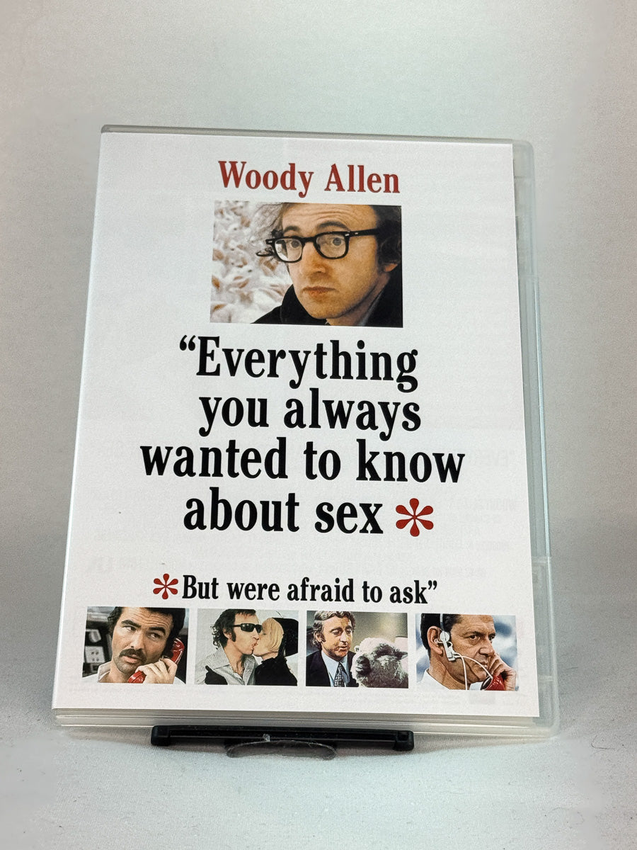 Forside av DVD-cover til Everything You Always Wanted to Know About Sex But Were Afraid to Ask – sprø komedieklassiker skrevet og regissert av Woody Allen, brukt DVD hos Brukbar Film.