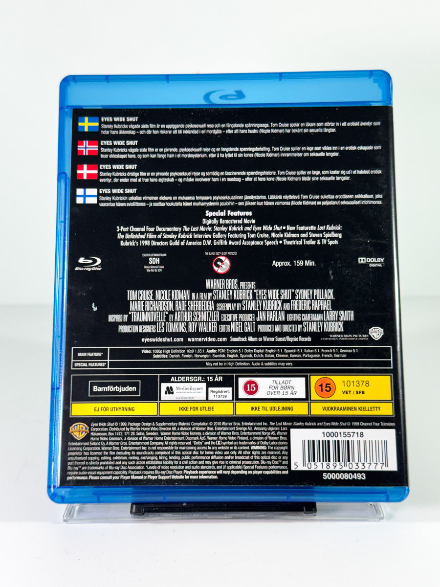 Bakside av cover til Eyes Wide Shut, bruktfilm på Blu-ray hos Brukbar Film