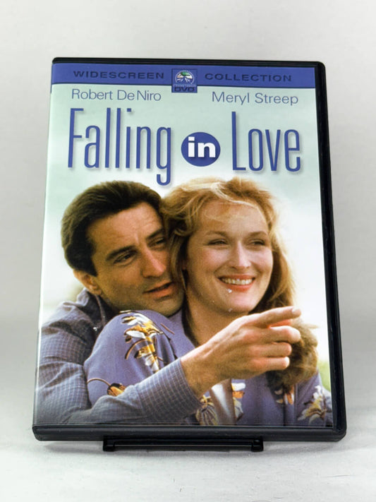 Forside av DVD-cover til Falling in Love – brukt romantisk film på DVD, tilgjengelig hos Brukbar Film