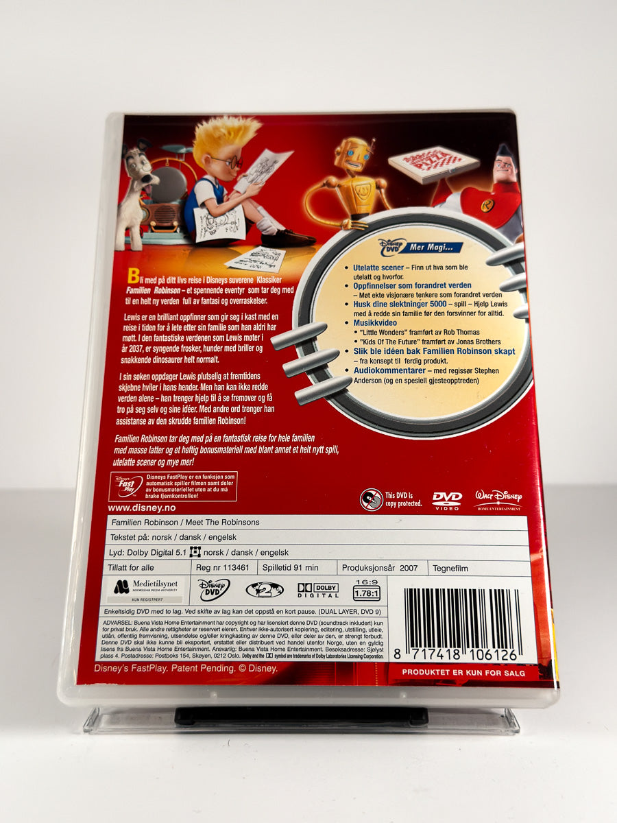 Bakside av cover til Familien Robinson på DVD