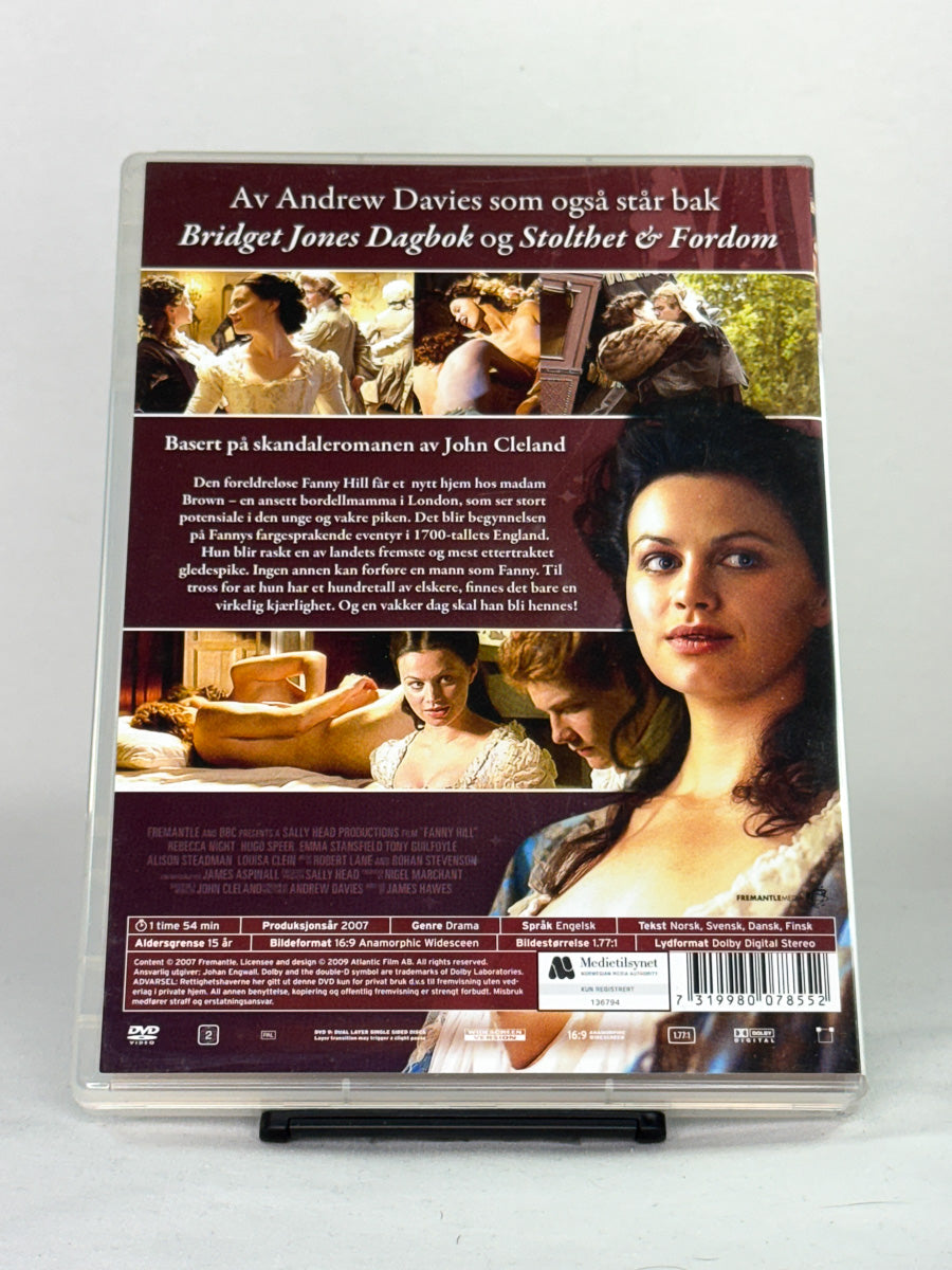DVD-bakside til filmen Fanny Hill
Baksiden viser info, spesifikasjoner og eventuell ekstratekst – produktbilde fra nettbutikken Brukbar Film