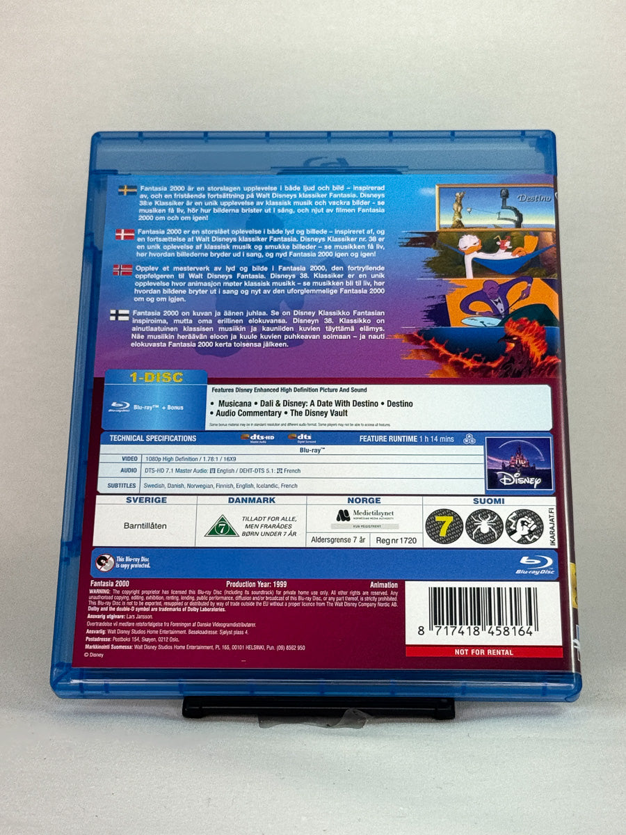 Bakside av Blu-ray-cover til Fantasia 2000 – brukt animasjonsklassiker med ekstramateriale, Brukbar Film