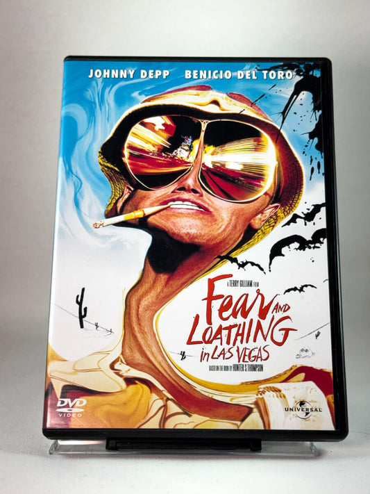 Fear and Loathing in Las Vegas – forside av filmcover til kultklassiker på DVD, brukt film hos Brukbar Film