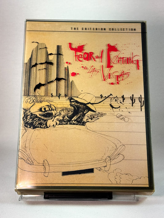 Fear and Loathing in Las Vegas – forside av filmcover til kultklassiker på DVD, brukt film hos Brukbar Film