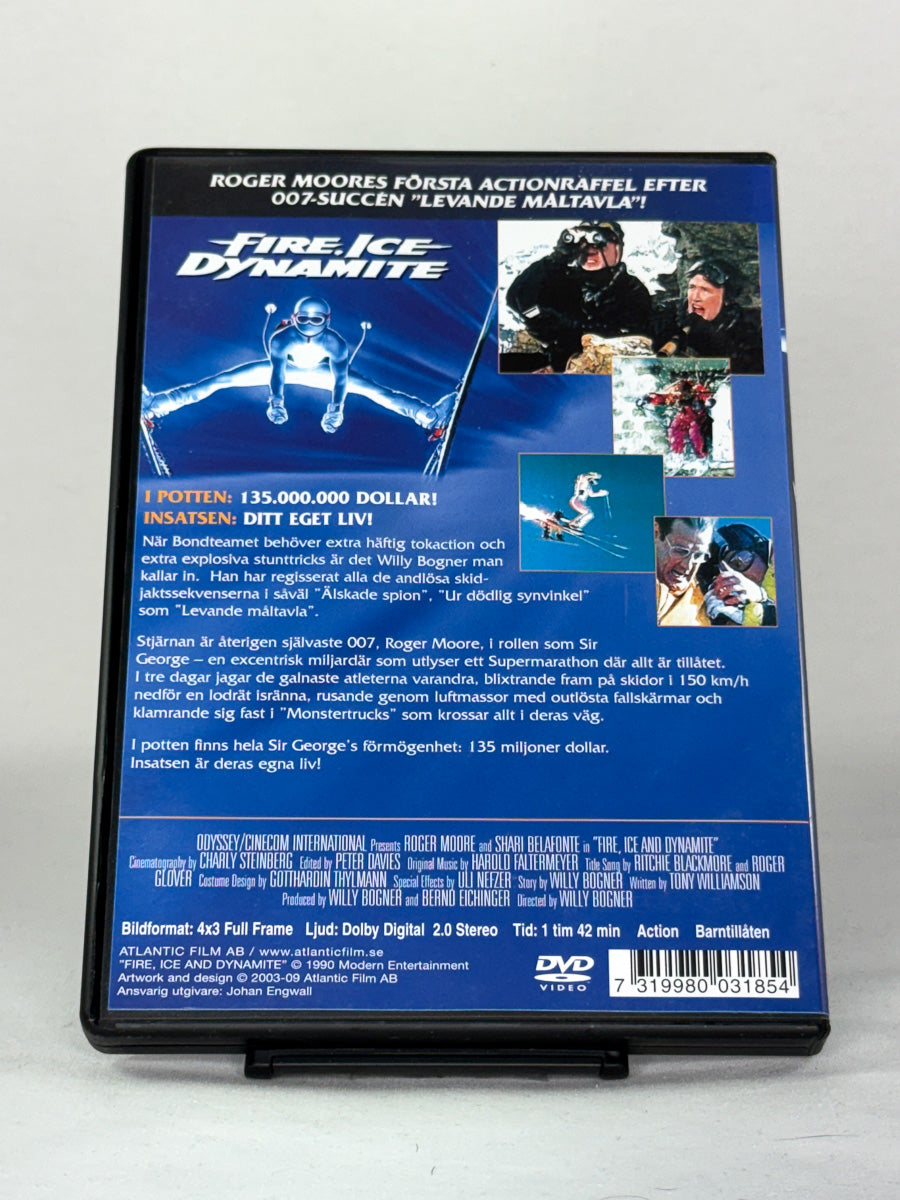 DVD-cover-bakside til filmen Fire, Ice & Dynamite – Brukt DVD fra nettbutikken Brukbar Film
