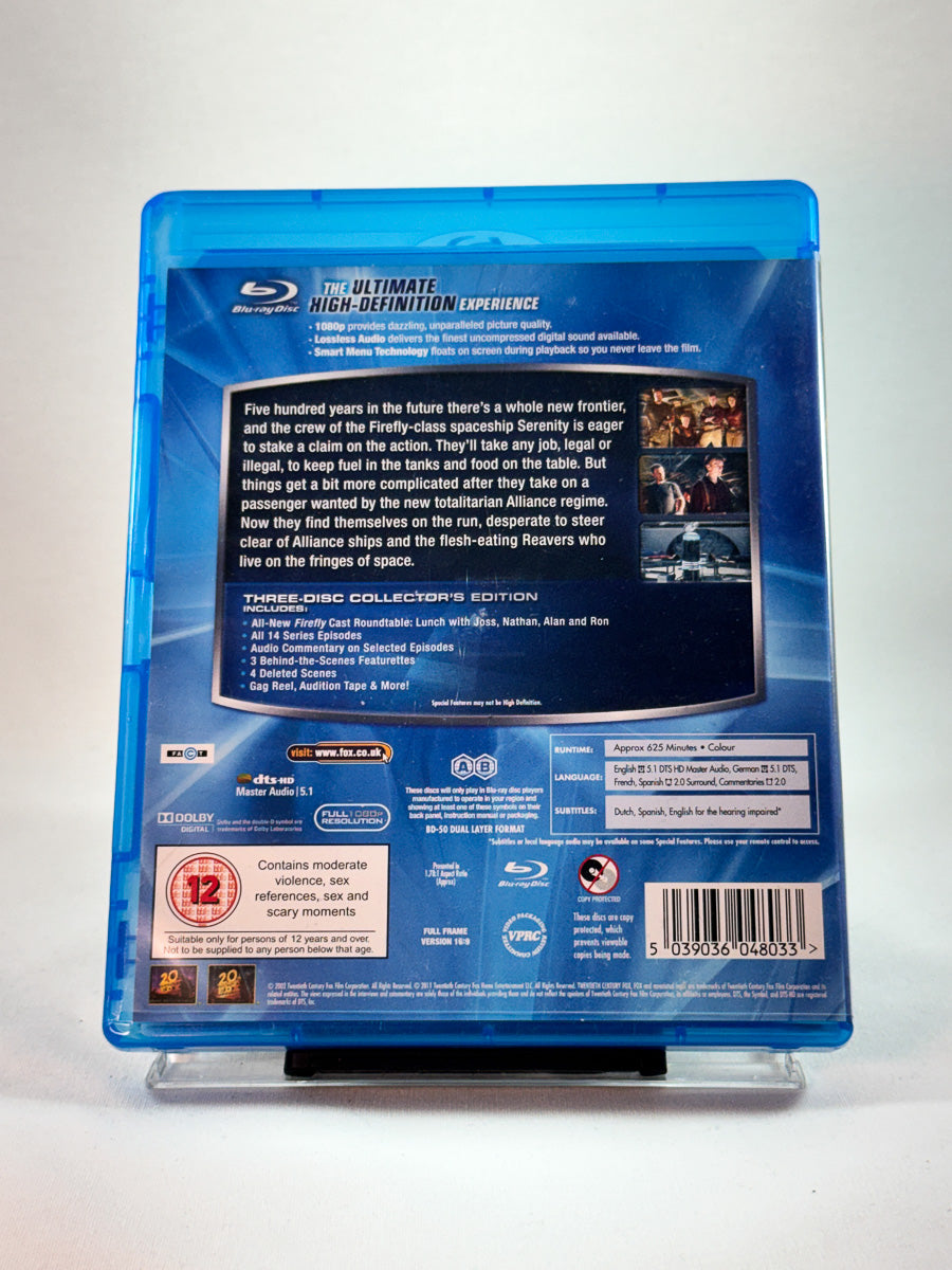 Bakside av cover til Firefly – The Complete Series, brukt Blu-ray-utgivelse hos Brukbar Film