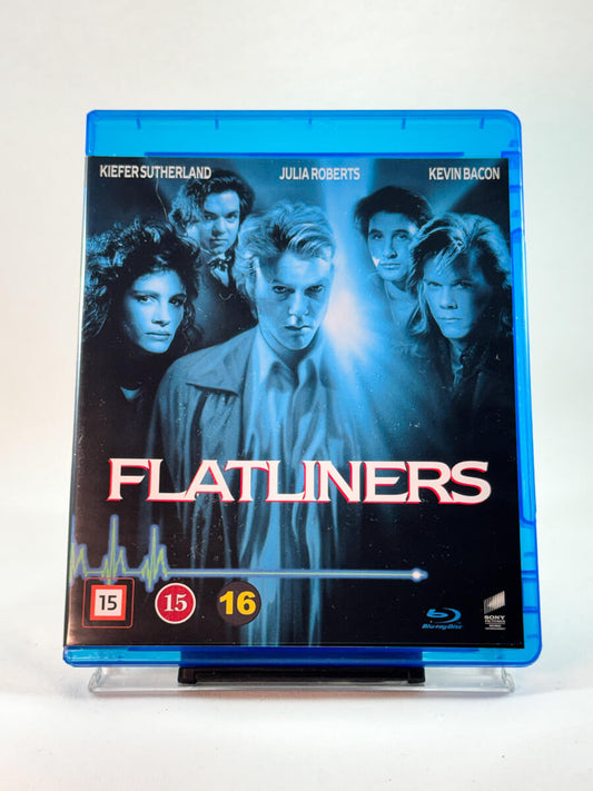 Flatliners – forside av Blu-ray-cover, psykologisk thriller fra 90-tallet, bruktfilm hos Brukbar Film