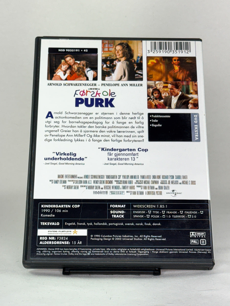 DVD-bakside til filmen Førskolepurk
Baksiden viser info, spesifikasjoner og eventuell ekstratekst – produktbilde fra nettbutikken Brukbar Film