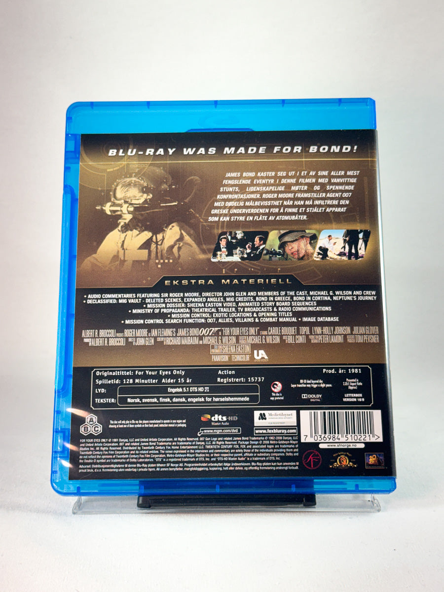 Bakside av cover til For Your Eyes Only, bruktfilm hos nettbutikken Brukbar Film