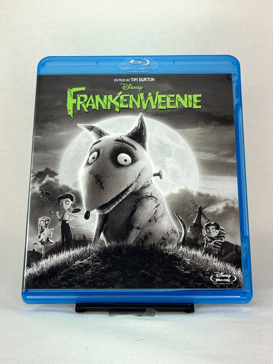 Forside av Blu-ray-cover til Frankenweenie – brukt Tim Burton-animasjon fra Disney, tilgjengelig hos Brukbar Film