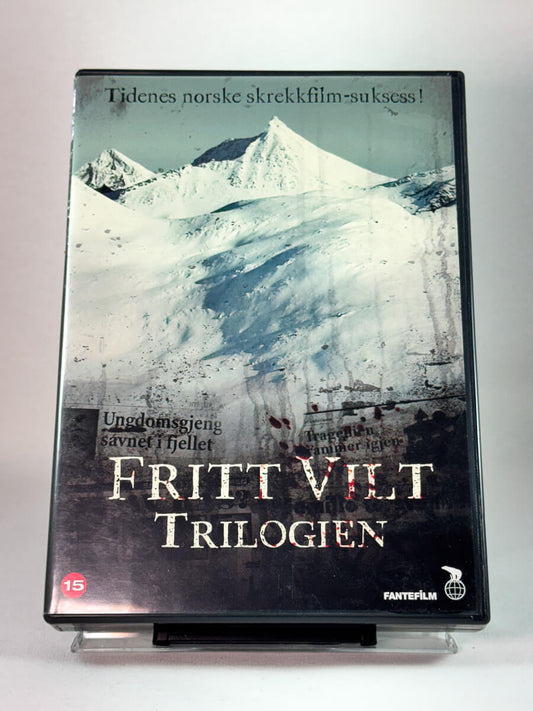 Fritt Vilt-trilogien – forside av DVD-cover med komplett norsk skrekkfilmsamling hos Brukbar Film