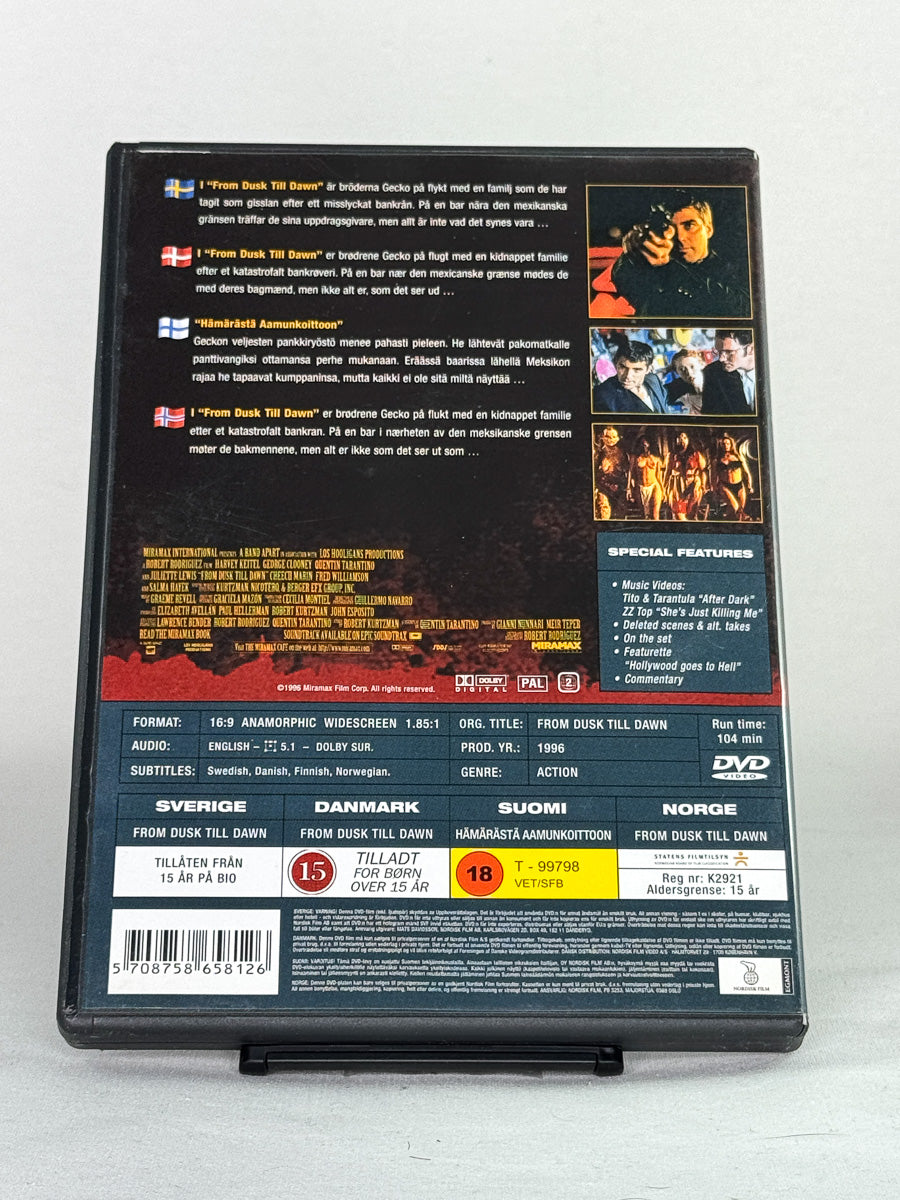 DVD-cover-bakside til filmen From Dusk Till Dawn – Brukt DVD fra nettbutikken Brukbar Film