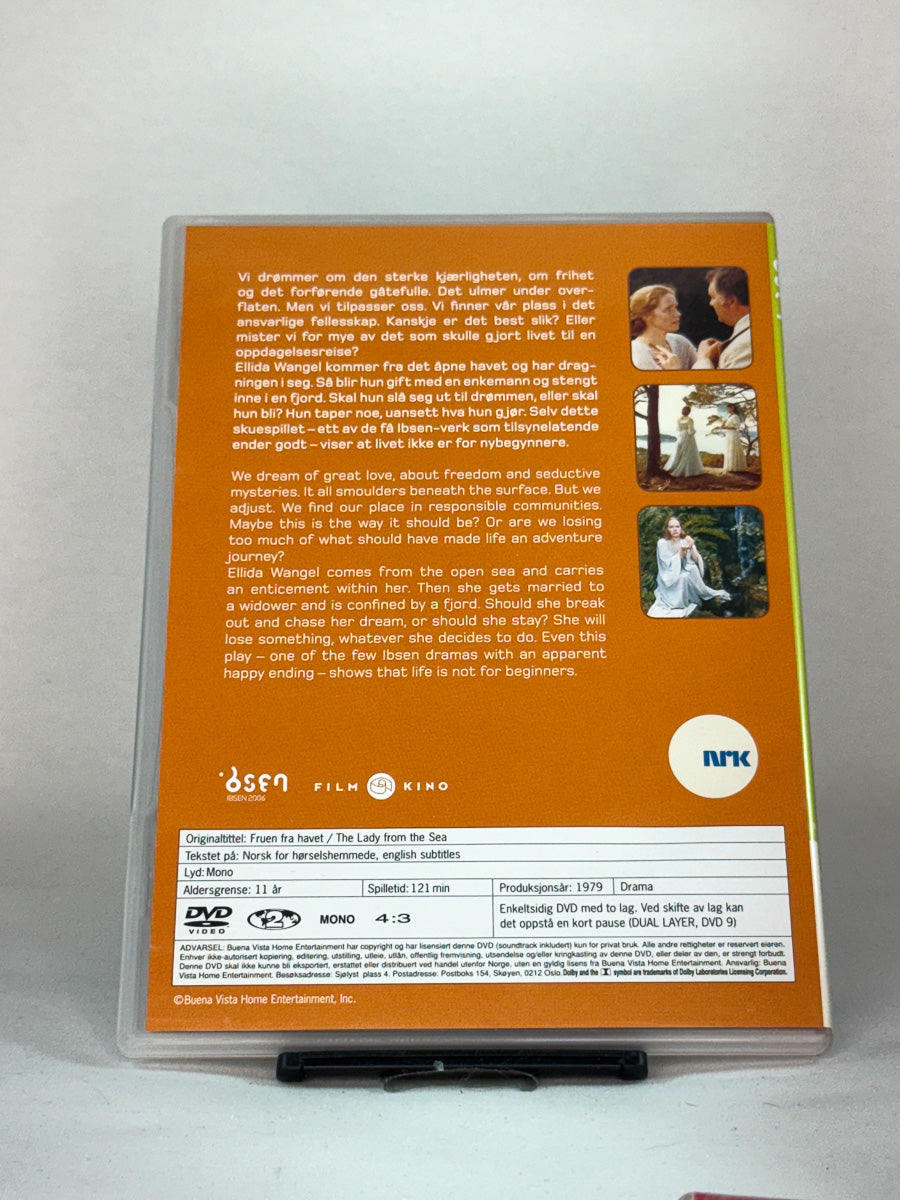 Bakside av DVD-coveret Fruen fra havet (The Lady from the Sea) – informasjon om produksjon og innhold, brukt DVD hos Brukbar Film