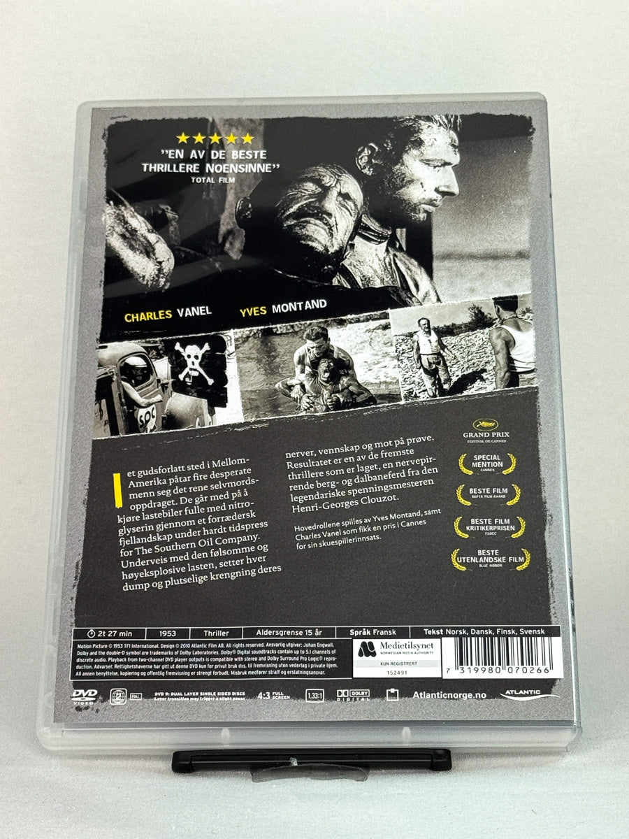 Bakside av DVD-cover til Fryktens lønn, bruktfilm hos nettbutikken Brukbar Film