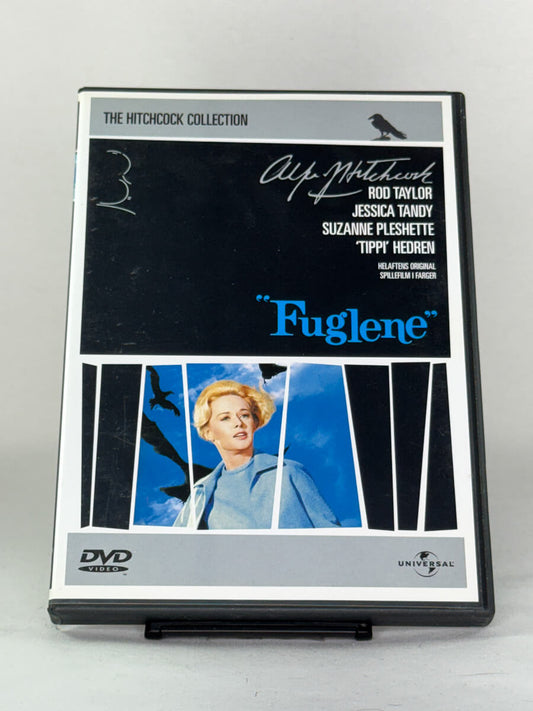 Brukt DVD-film Fuglene (The Birds) – forside av filmcover, legendarisk Hitchcock-grøsser hos Brukbar Film.