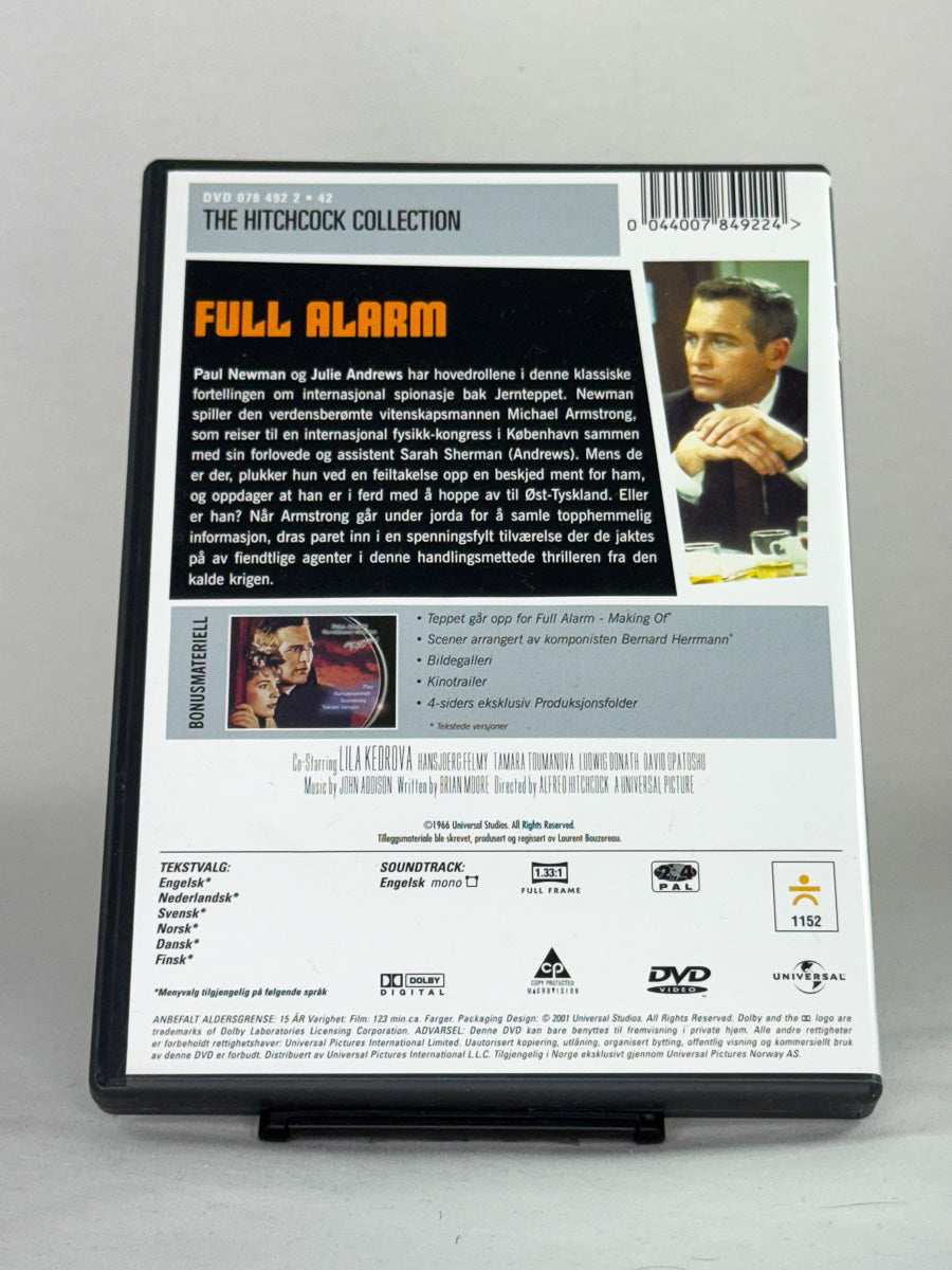 Bakside av DVD-cover til Full Alarm – brukt originalfilm på DVD, kjøp klassiske thrillere hos Brukbar Film.