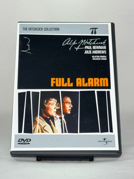 Brukt DVD-film Full Alarm – forside av filmcover, klassisk Hitchcock-spenning med Paul Newman hos Brukbar Film.