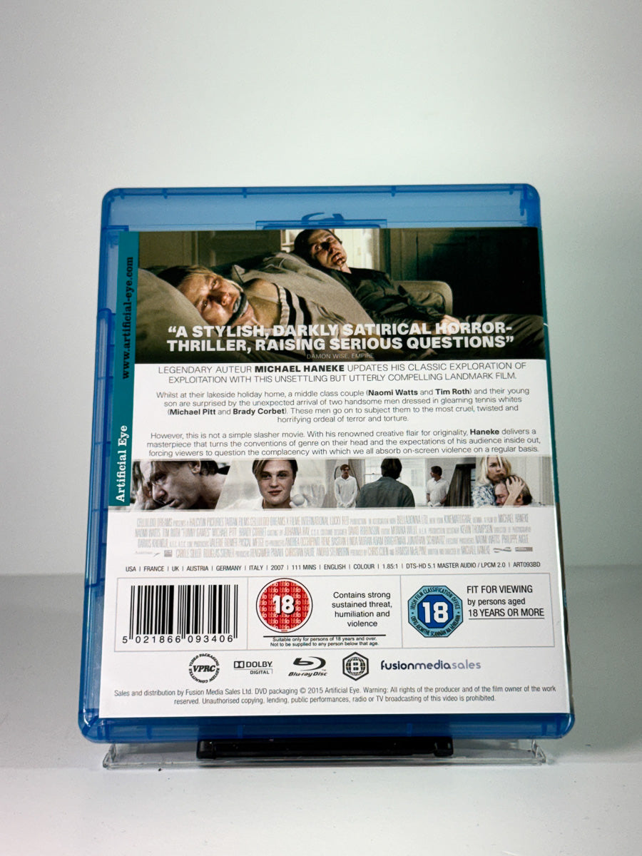 Bakside av cover til Funny Games på Blu-ra