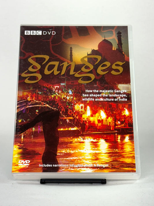 Forside av DVD-cover til Ganges – BBC-dokumentar om elven Ganges og Indias natur og kultur – brukt dokumentar-DVD tilgjengelig hos Brukbar Film.