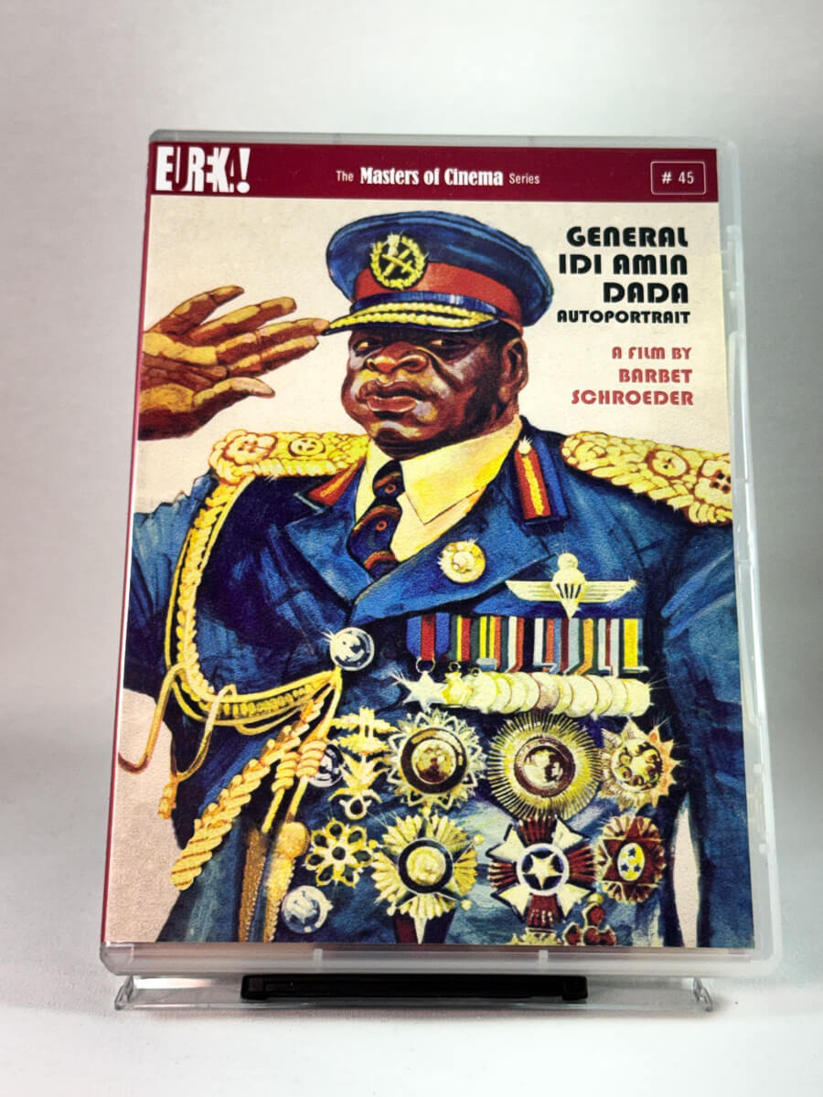 Forside av cover til General Idi Amin Dada Autoportrait, brukt original DVD hos Brukbar Film