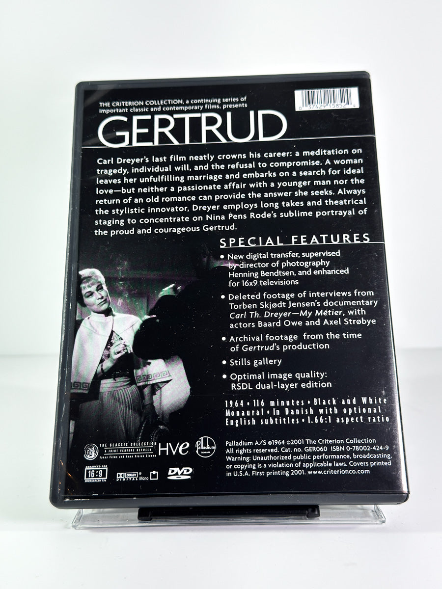 Bakside av cover til Gertrud, brukt original DVD hos Brukbar Film
