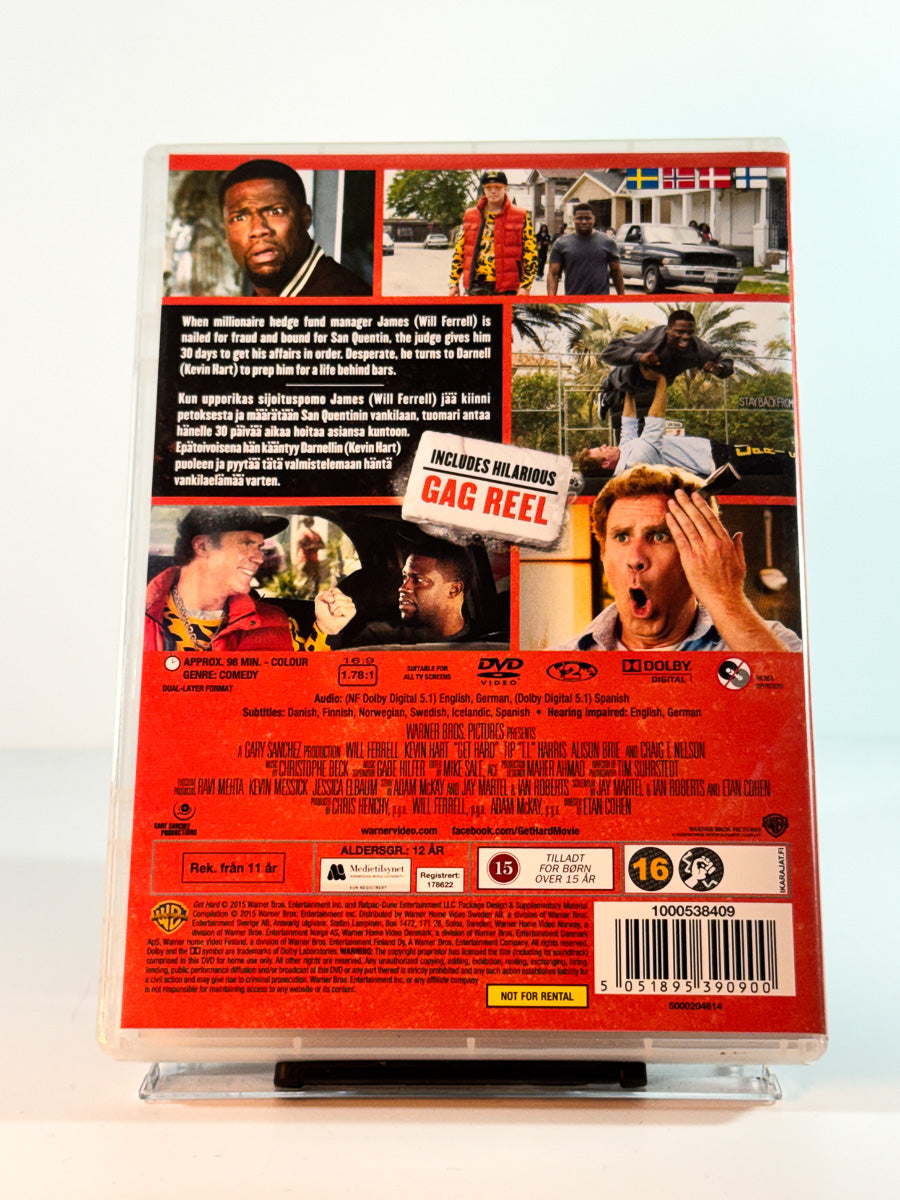Bakside av cover til get hard, brukt original DVD hos Brukbar Film