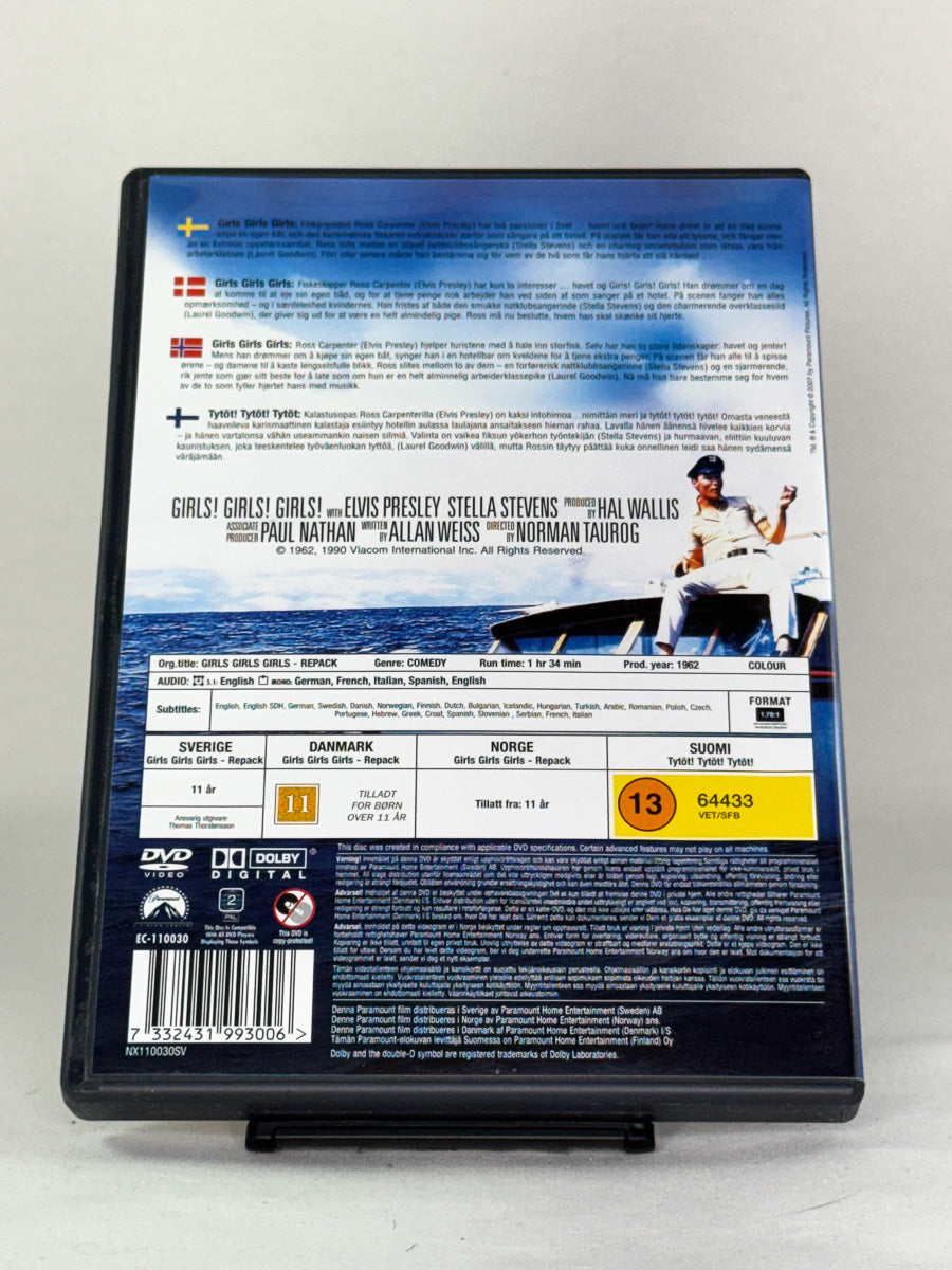 DVD-cover-bakside til filmen Girls! Girls! Girls! – Brukt DVD fra nettbutikken Brukbar Film