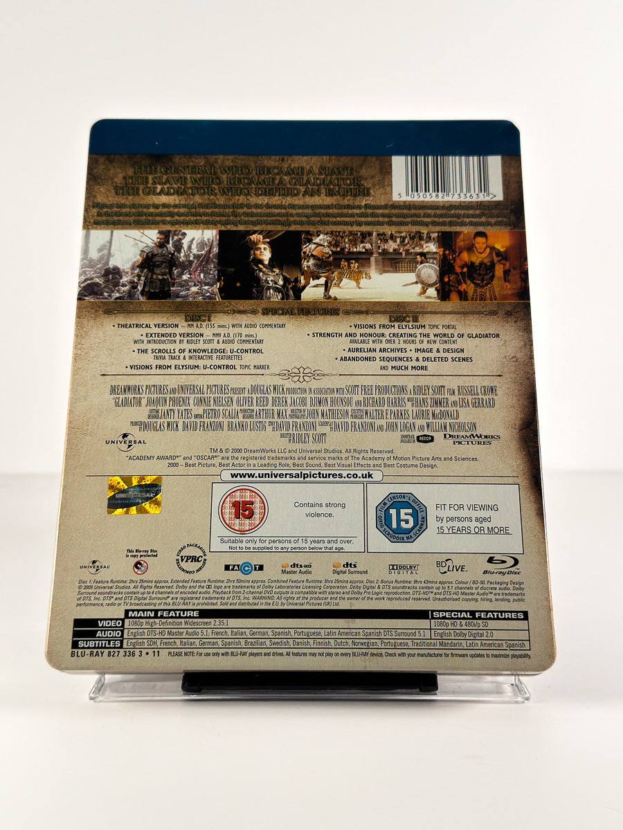Bakside av cover til Gladiator på Blu-ray