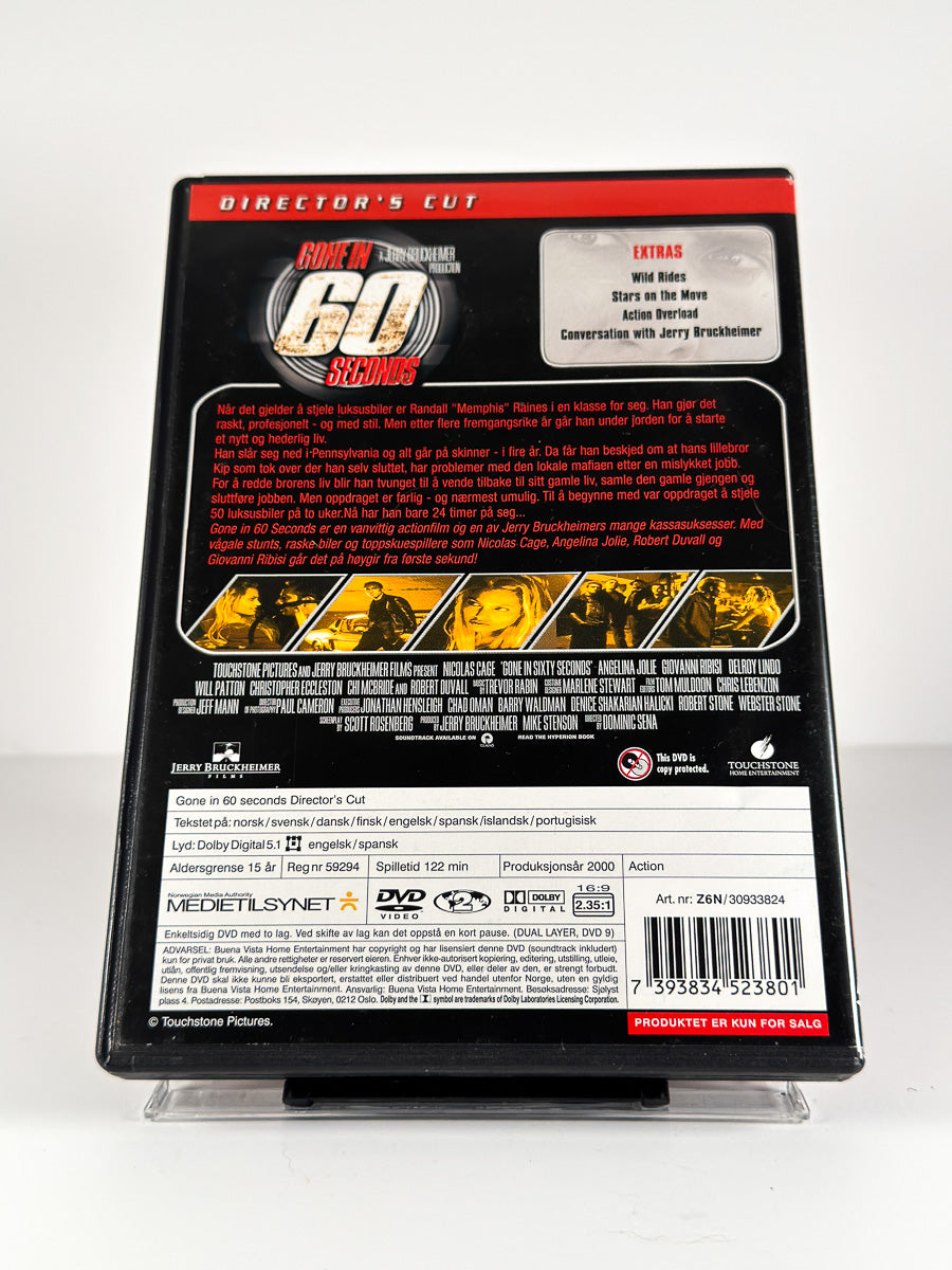 Bakside av cover til Gone in 60 Seconds på DVD