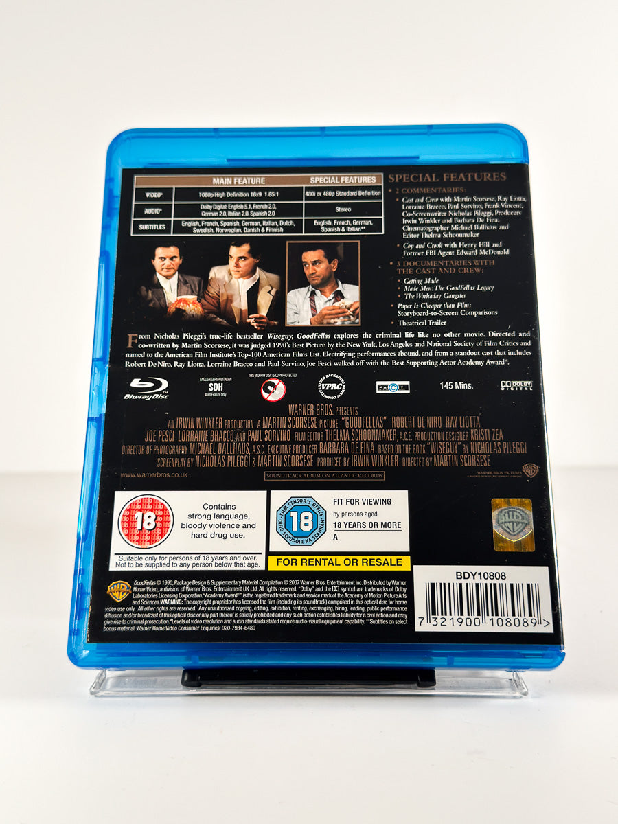 Bakside av cover til GoodFellas på Blu-ray