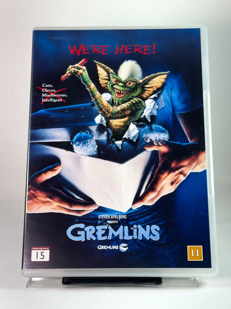 Forside av DVD-cover for Gremlins, bruktfilm hos nettbutikken Brukbar Film