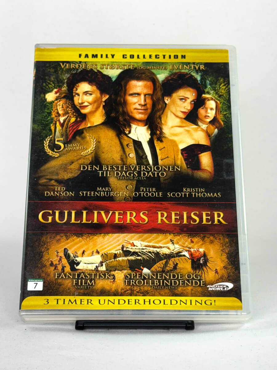 Forside av DVD-cover til Gullivers reiser – brukt familie- og eventyrfilm på DVD fra Brukbar Film