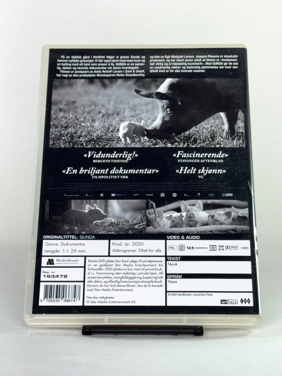 DVD-cover-bakside til filmen Gunda – Brukt DVD fra nettbutikken Brukbar Film