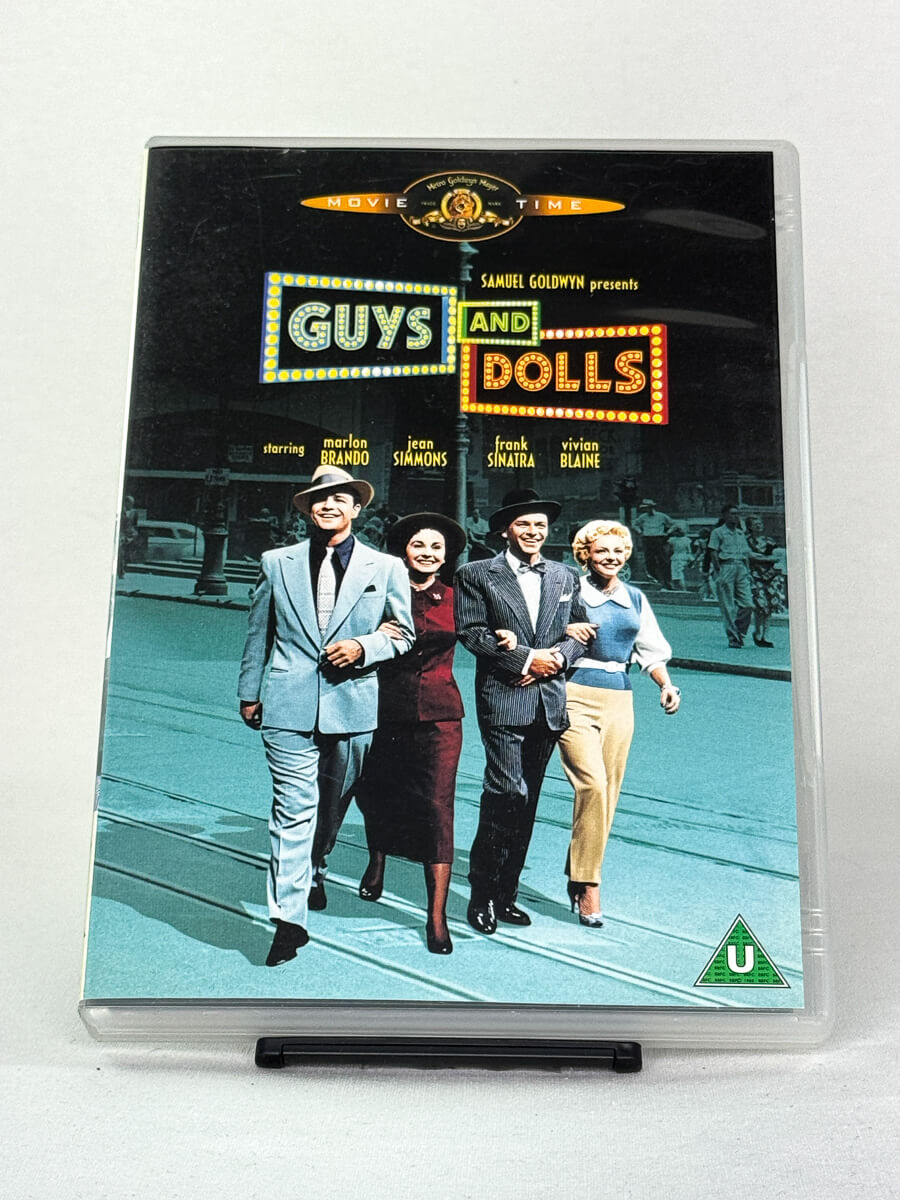 DVD-cover-forside til filmen Guys and Dolls – Brukt DVD fra nettbutikken Brukbar Film