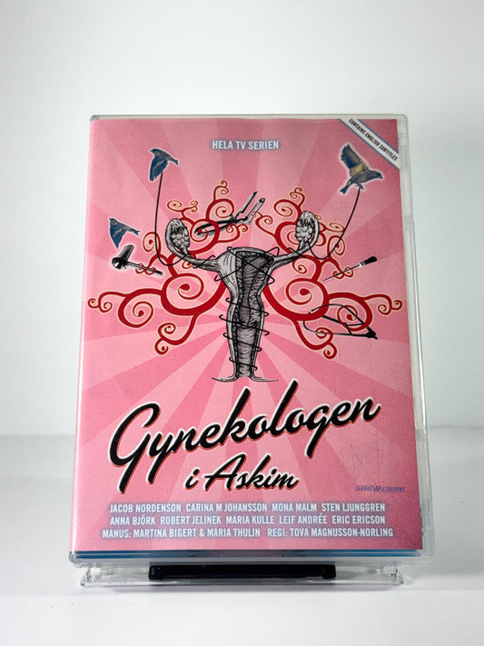 Forside av cover til Gynekologen i Askim, bruktfilm hos nettbutikken Brukbar Film