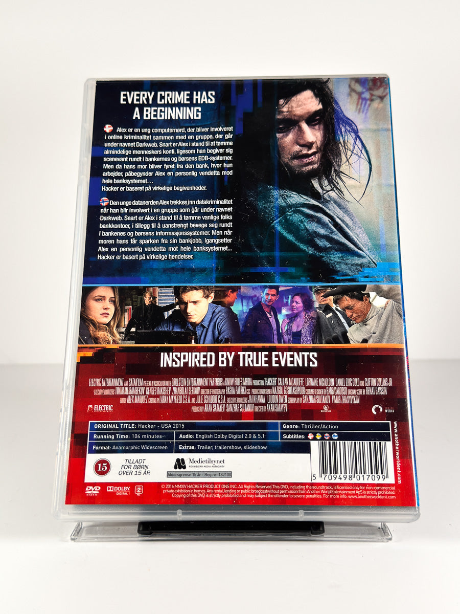 Bakside av cover til Hacker på DVD