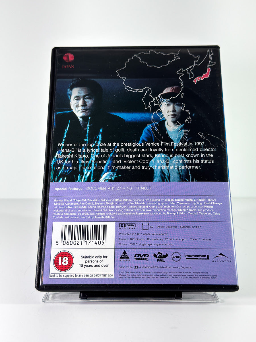 Bakside av cover til hana-bi på DVD