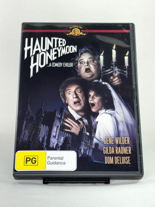 Brukt DVD-film Haunted Honeymoon – forside av originalt filmcover, kjøp brukte DVD og Blu-ray filmer i komedie- og grøsser-sjangeren hos Brukbar Film
